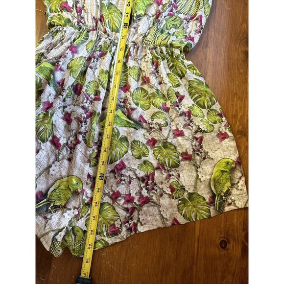 Sinesia Karol XS Silk Romper lined pockets Parrakeet Floral print Tropical - Picture 16 of 16